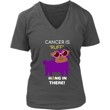 Load image into Gallery viewer, "Cancer is Ruff" Purple Pug Tee