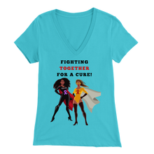 Load image into Gallery viewer, "Fighting Together for a Cure" V-neck Tee