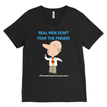 Load image into Gallery viewer, "Real Men Don't Fear The Finger" Mens Prostate Cancer T-shirt