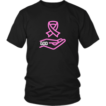 Load image into Gallery viewer, "God's got it in his hands" Breast Cancer T-Shirt