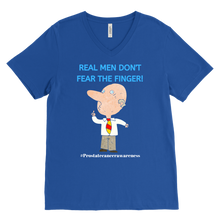 Load image into Gallery viewer, "Real Men Don't Fear The Finger" Mens Prostate Cancer T-shirt
