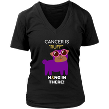Load image into Gallery viewer, "Cancer is Ruff" Purple Pug Tee