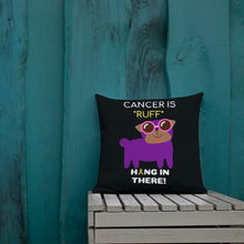 Load image into Gallery viewer, "Cancer is Ruff" Purple Pug Throw Pillow