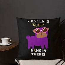 Load image into Gallery viewer, "Cancer is Ruff" Purple Pug Throw Pillow
