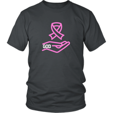 Load image into Gallery viewer, "God's got it in his hands" Breast Cancer T-Shirt