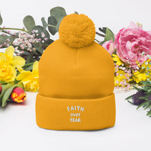 Load image into Gallery viewer, "Faith Over Fear" Pom-Pom Beanie