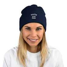 Load image into Gallery viewer, "Faith Over Fear" Pom-Pom Beanie