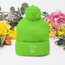 Load image into Gallery viewer, "Faith Over Fear" Pom-Pom Beanie