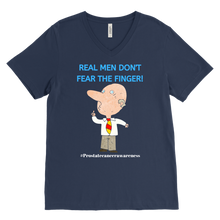 Load image into Gallery viewer, "Real Men Don't Fear The Finger" Mens Prostate Cancer T-shirt